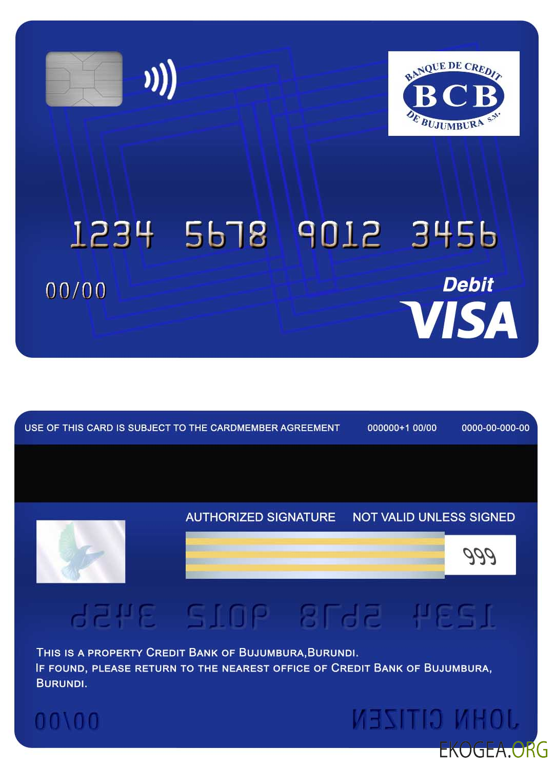 Carte de débit visa de la Banque Crédit du Burundi de Bujumbura
